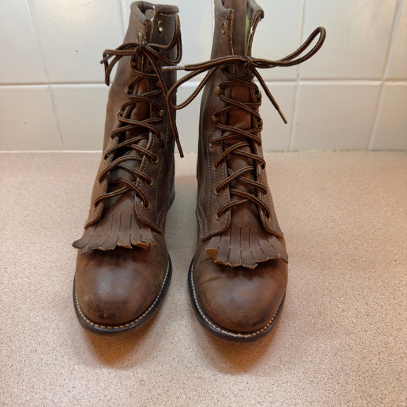 Vtg Laredo Womens Roper Leather Lace Up Western Boots with Kilties Size 7 M - Picture 6 of 10